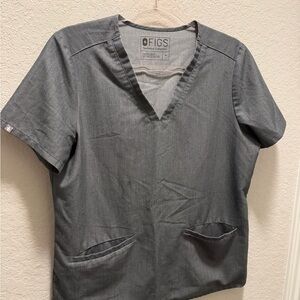 Figs Gray Scrub Short Sleeve Top Size M